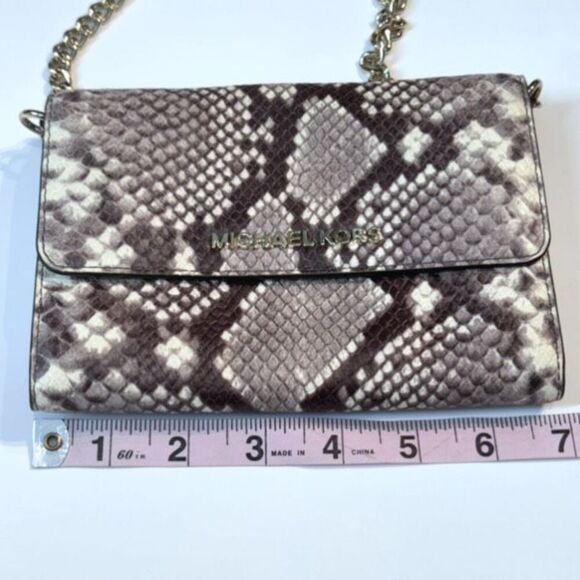 Michael Kors Jet Set Travel Crossbody Phone Handbag Snakeskin Embossed Leather - Picture 10 of 14